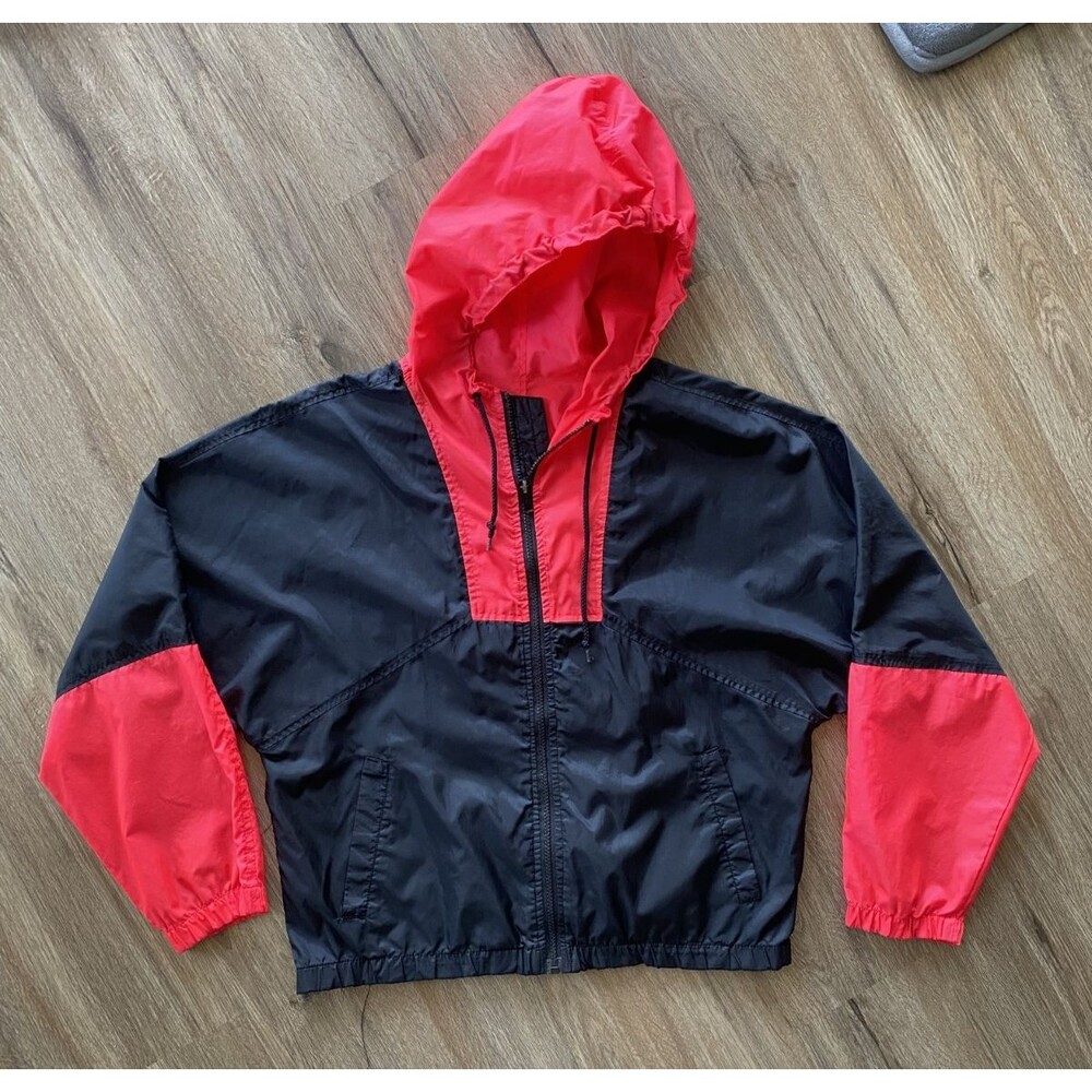 Vintage Surf Rags Kids Youth Windbreaker Jacket Red / Black 90s